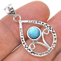 925 sterling silver 1.15cts natural blue larimar round pendant jewelry u71037