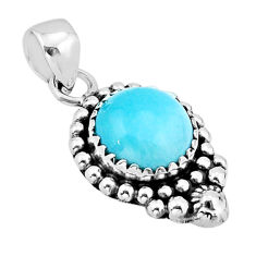 925 sterling silver 4.90cts natural blue larimar round pendant jewelry y63779