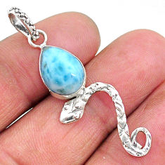 925 sterling silver 4.89cts natural blue larimar snake pendant jewelry t11084