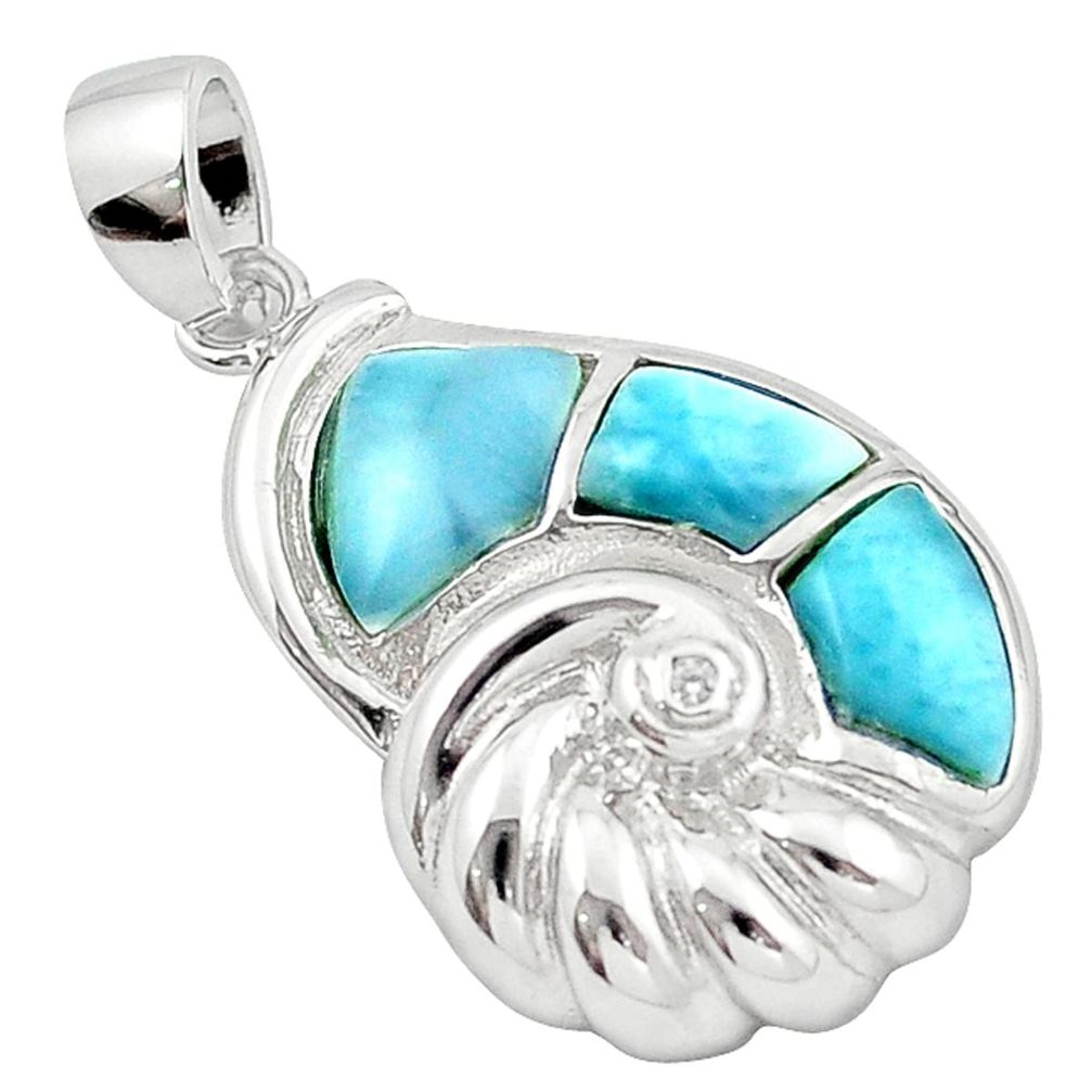 925 sterling silver natural blue larimar topaz pendant jewelry a63005 c14129