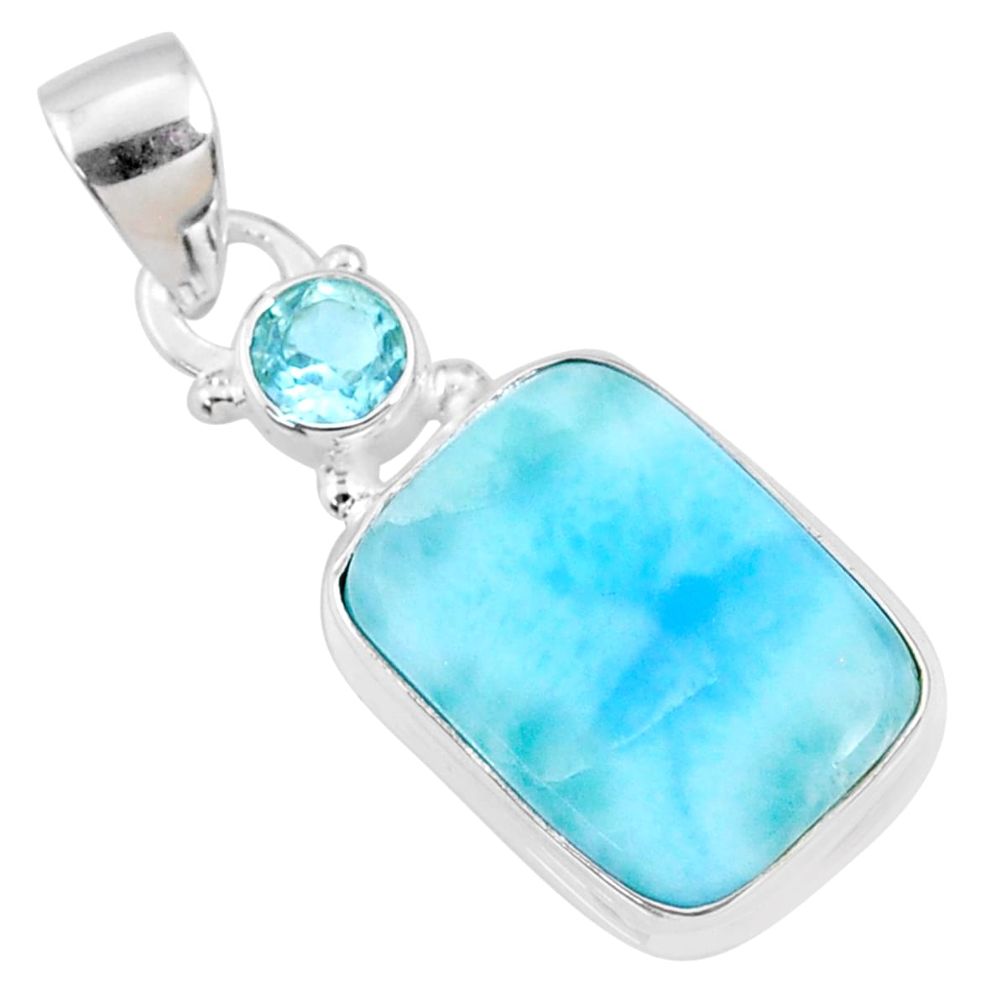925 sterling silver 11.21cts natural blue larimar topaz pendant jewelry r68039
