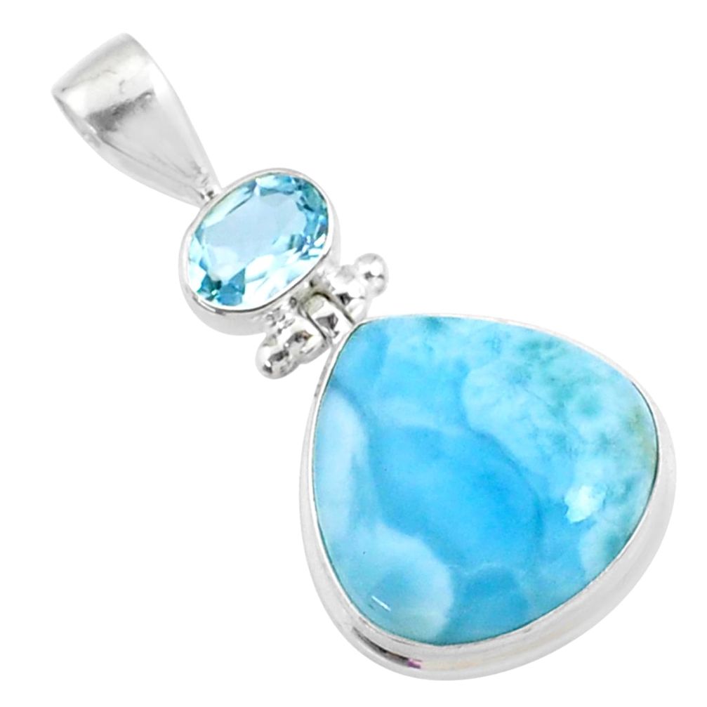 925 sterling silver 16.73cts natural blue larimar topaz pendant jewelry r73316