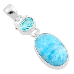 925 sterling silver 13.93cts natural blue larimar topaz pendant jewelry u30796