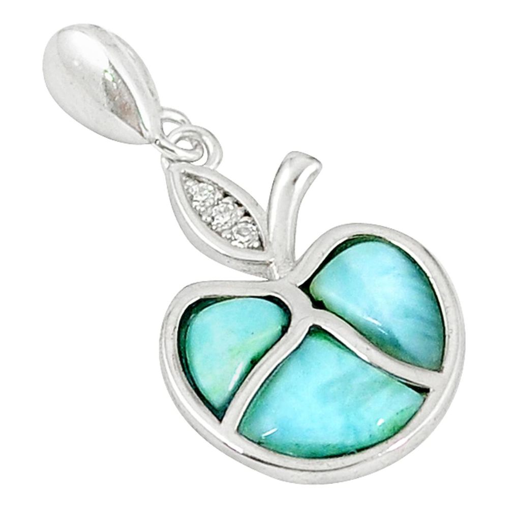 925 sterling silver natural blue larimar white topaz pendant a60760 c15359