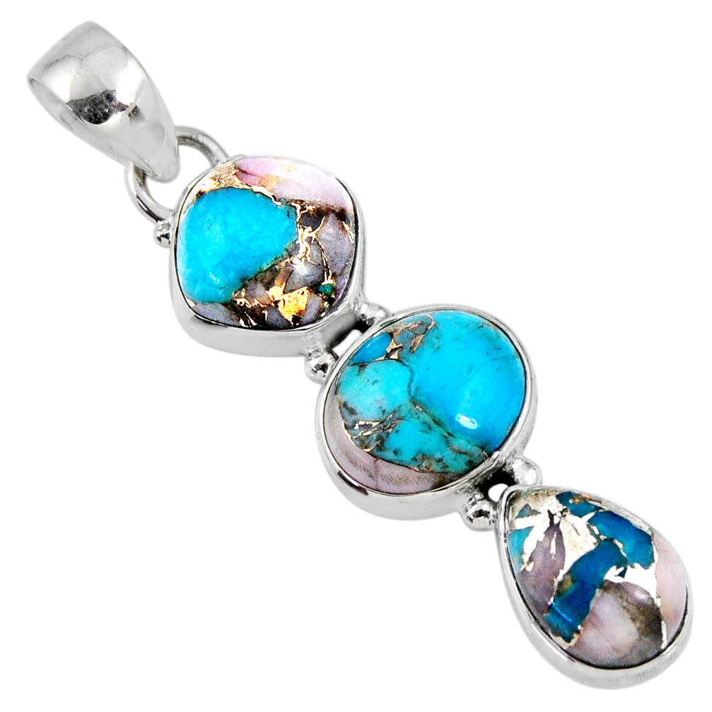 925 sterling silver 15.08cts natural blue opal in turquoise oval pendant r56204