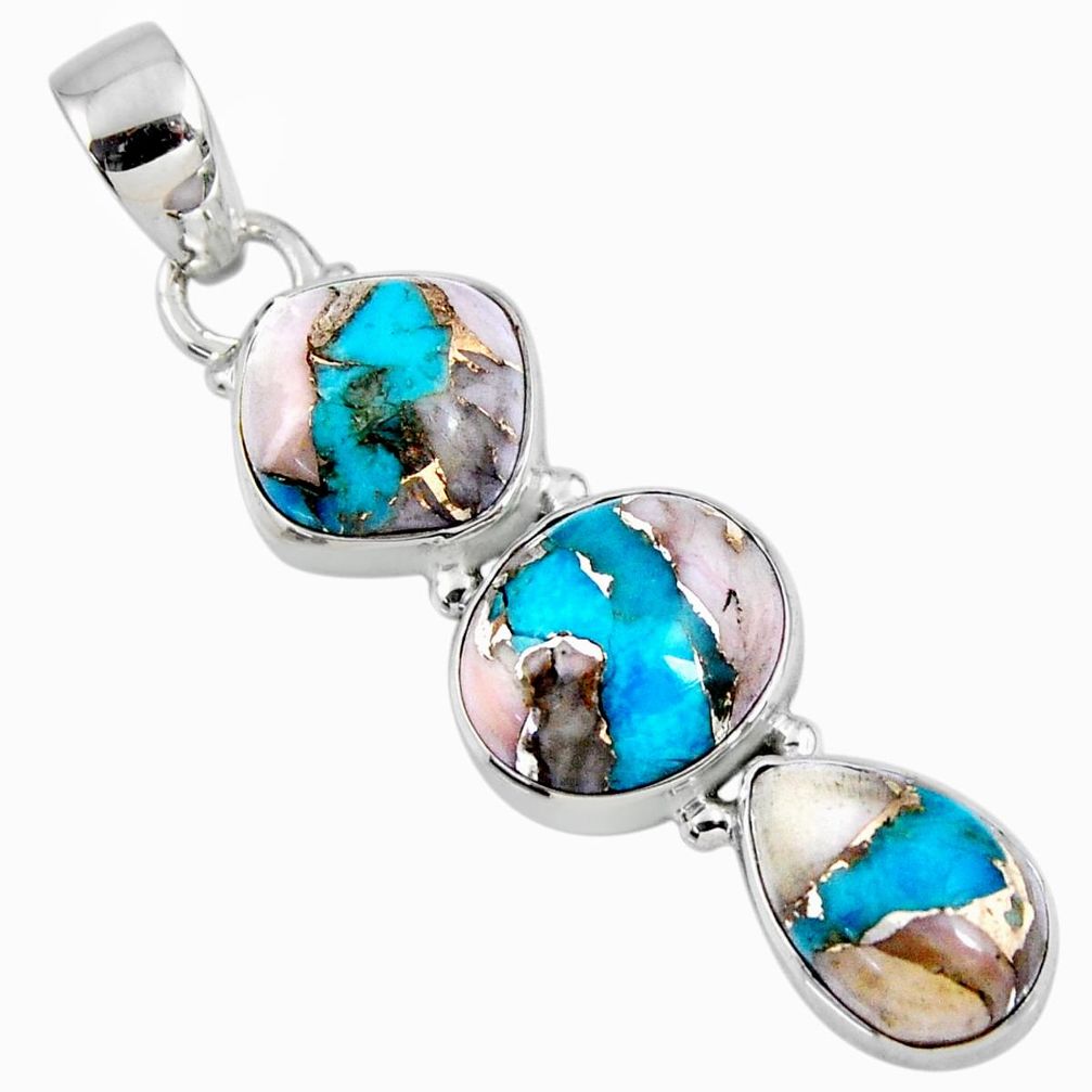 925 sterling silver 14.57cts natural blue opal in turquoise oval pendant r56212