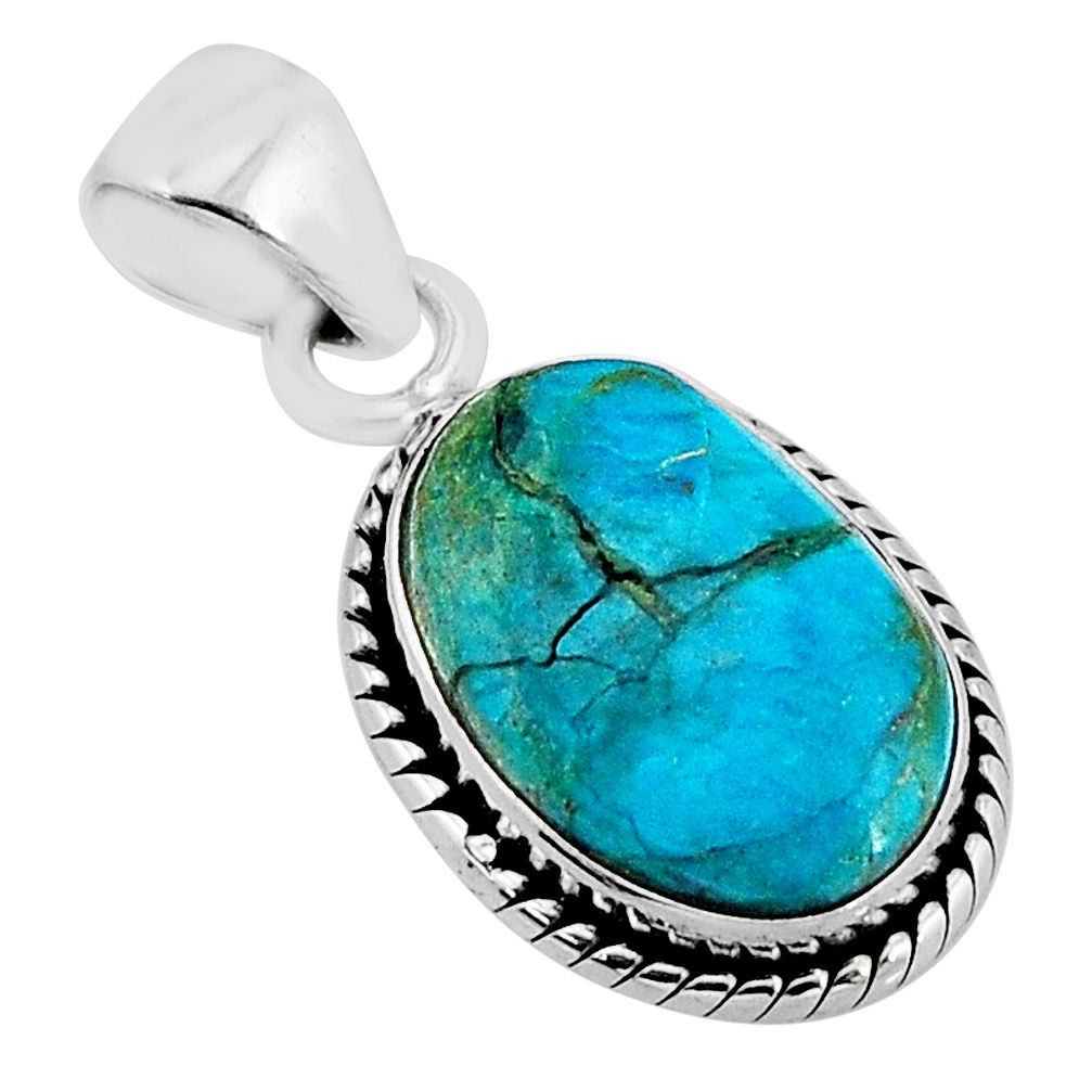 925 sterling silver 6.61cts natural blue opaline oval pendant jewelry y71419