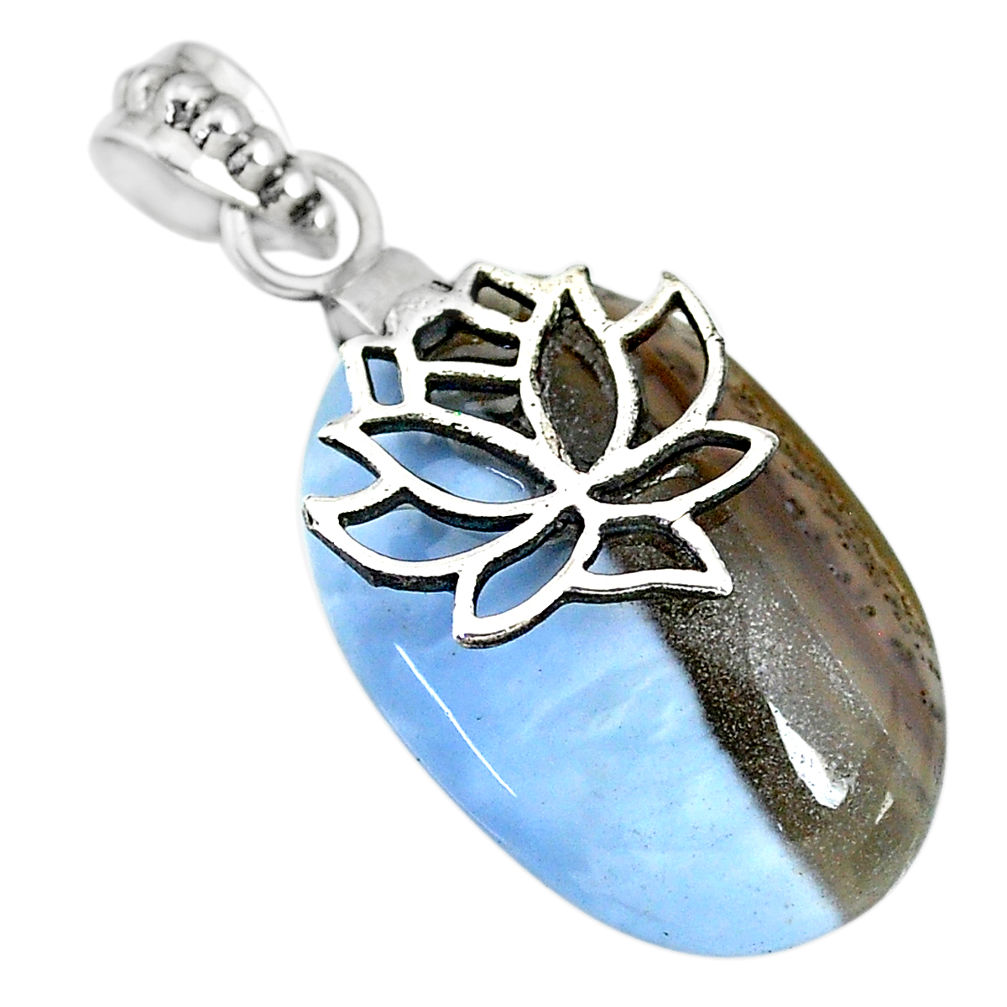 925 sterling silver 21.09cts natural blue owyhee opal flower pendant r91359