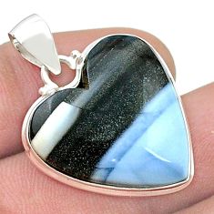925 sterling silver 19.34cts natural blue owyhee opal heart pendant u50818
