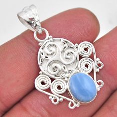 925 sterling silver 3.74cts natural blue owyhee opal oval pendant jewelry y43970