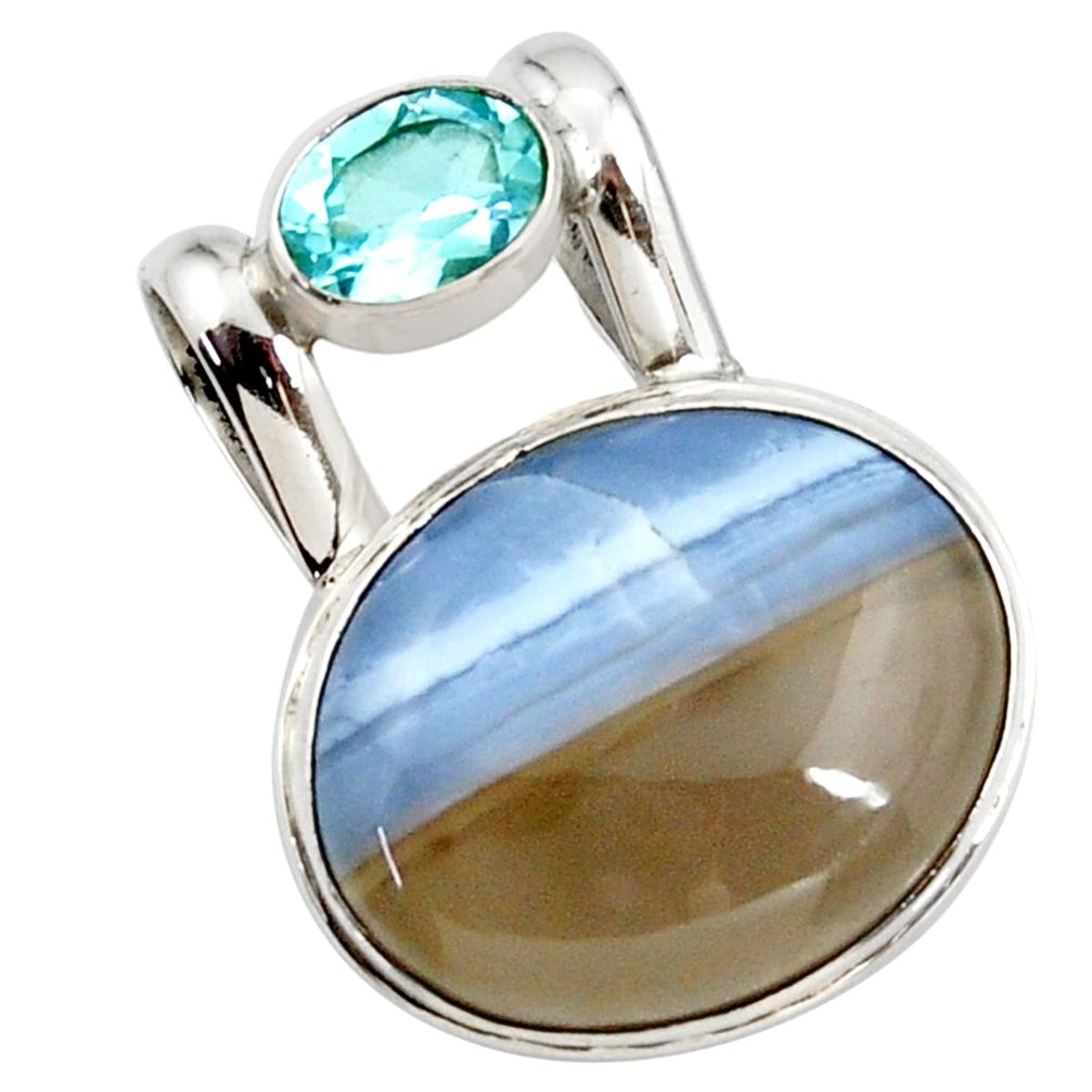 925 sterling silver 17.57cts natural blue owyhee opal oval topaz pendant r27729