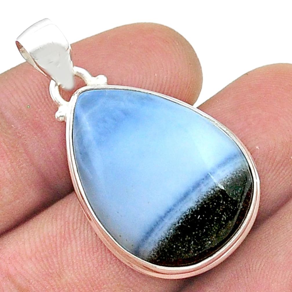 925 sterling silver 16.75cts natural blue owyhee opal pear pendant u50820