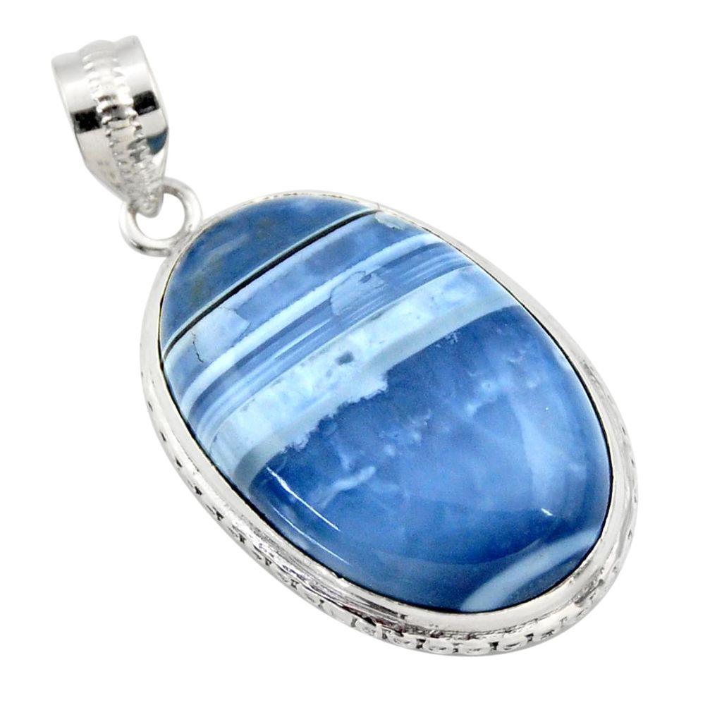 925 sterling silver 24.00cts natural blue owyhee opal pendant jewelry r32155