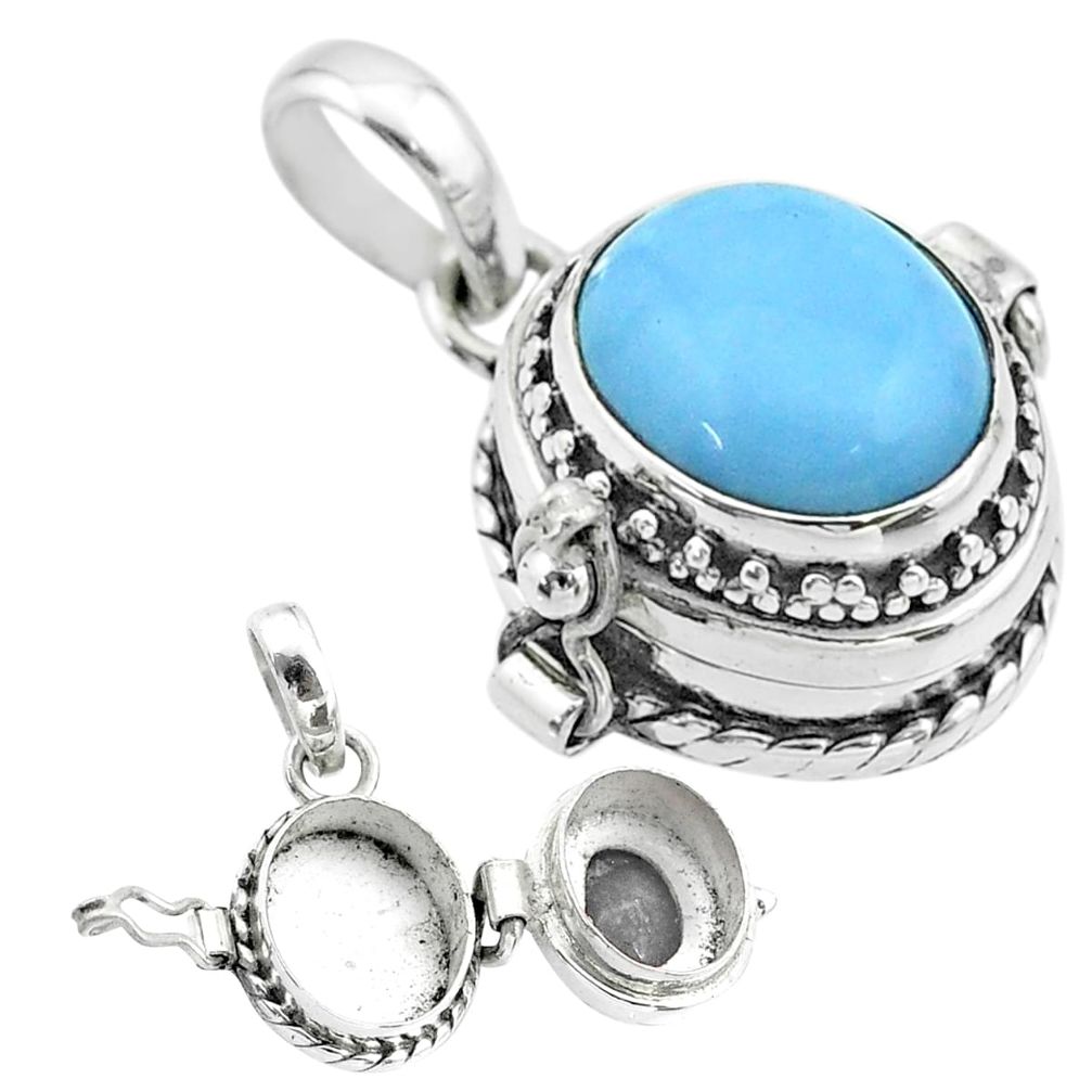 925 sterling silver 5.01cts natural blue owyhee opal poison box pendant t52724