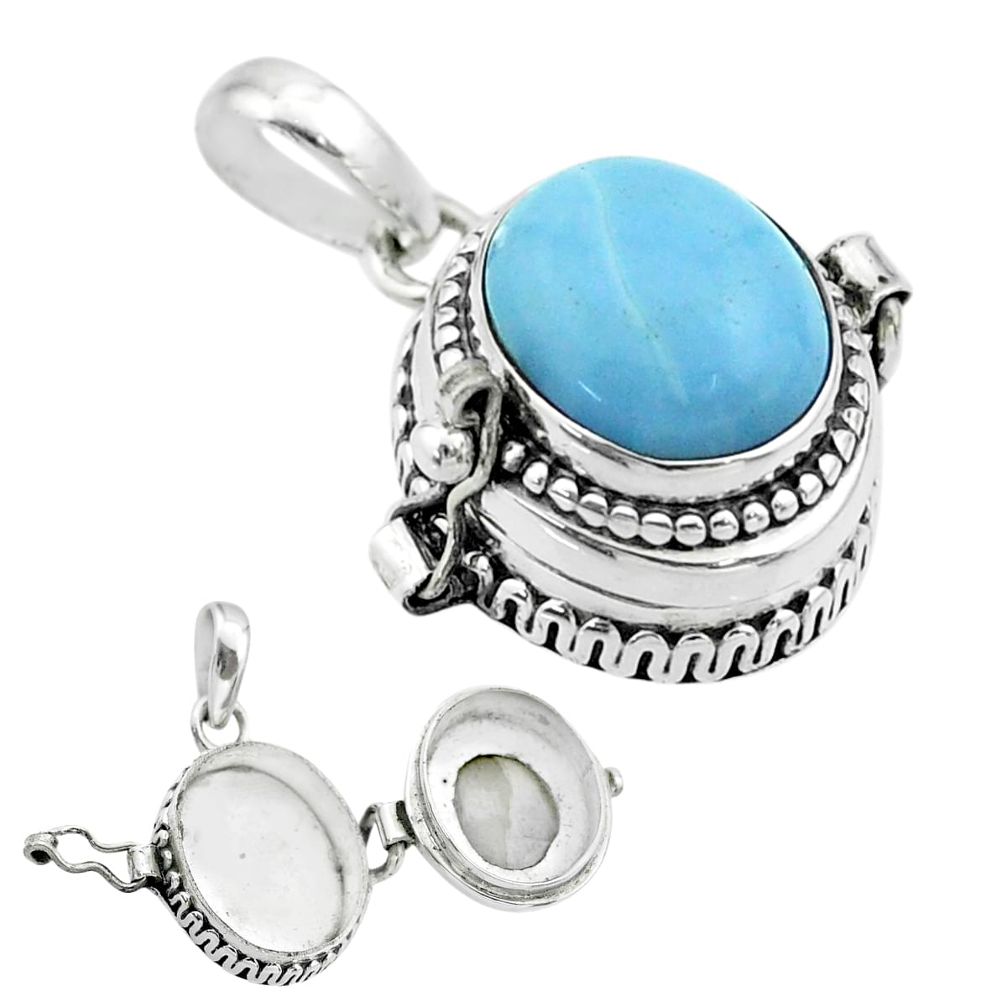 925 sterling silver 4.82cts natural blue owyhee opal poison box pendant t52730