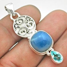 925 sterling silver 7.86cts natural blue owyhee opal topaz pendant t55343