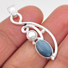 925 sterling silver 3.26cts natural blue owyhee opal white pearl pendant y61187