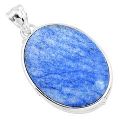 Clearance Sale- 925 sterling silver 25.00cts natural blue quartz palm stone oval pendant p40704