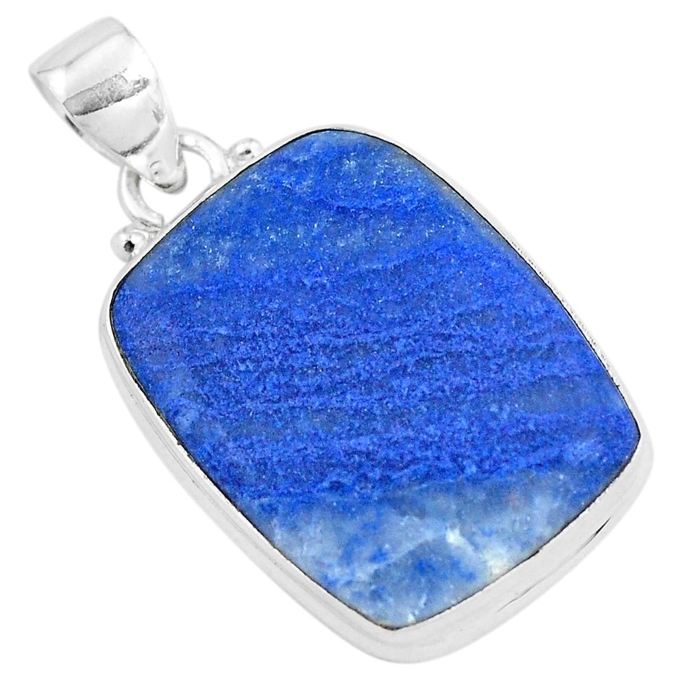 ver 17.57cts natural blue quartz palm stone pendant p40712