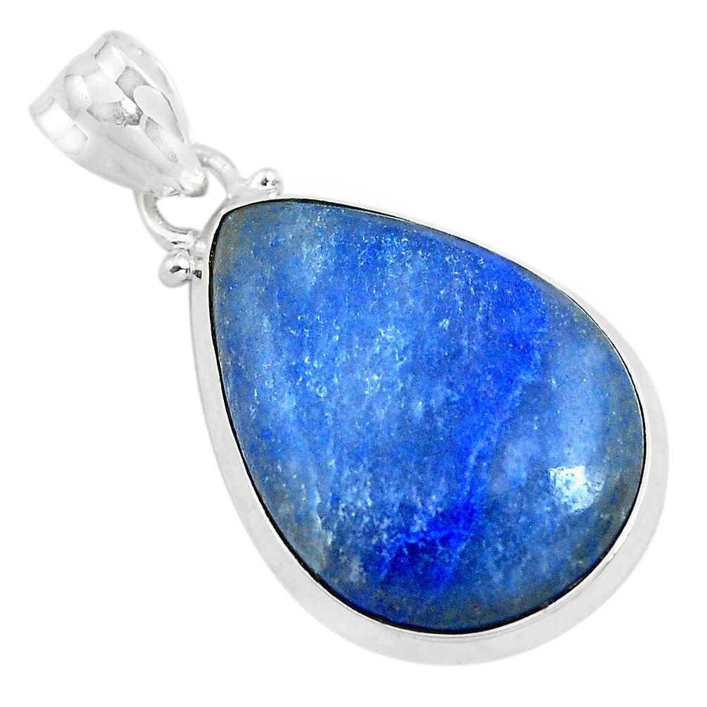 925 sterling silver 14.79cts natural blue quartz palm stone pendant p40719
