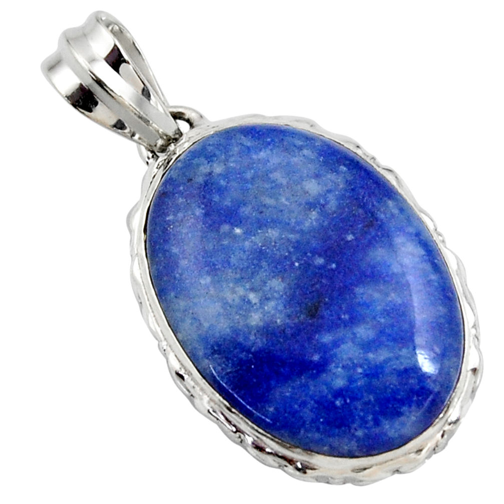 925 sterling silver 19.68cts natural blue quartz palm stone pendant r27890