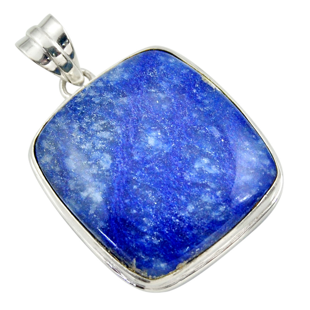 925 sterling silver 27.69cts natural blue quartz palm stone pendant r30618