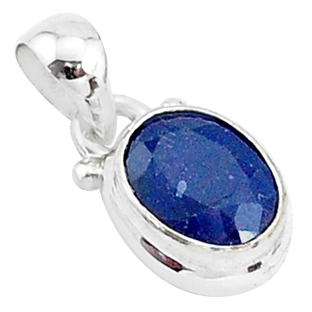 925 sterling silver 2.93cts natural blue sapphire oval pendant jewelry t5523