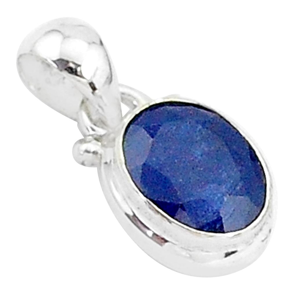 925 sterling silver 2.65cts natural blue sapphire oval pendant jewelry t5532