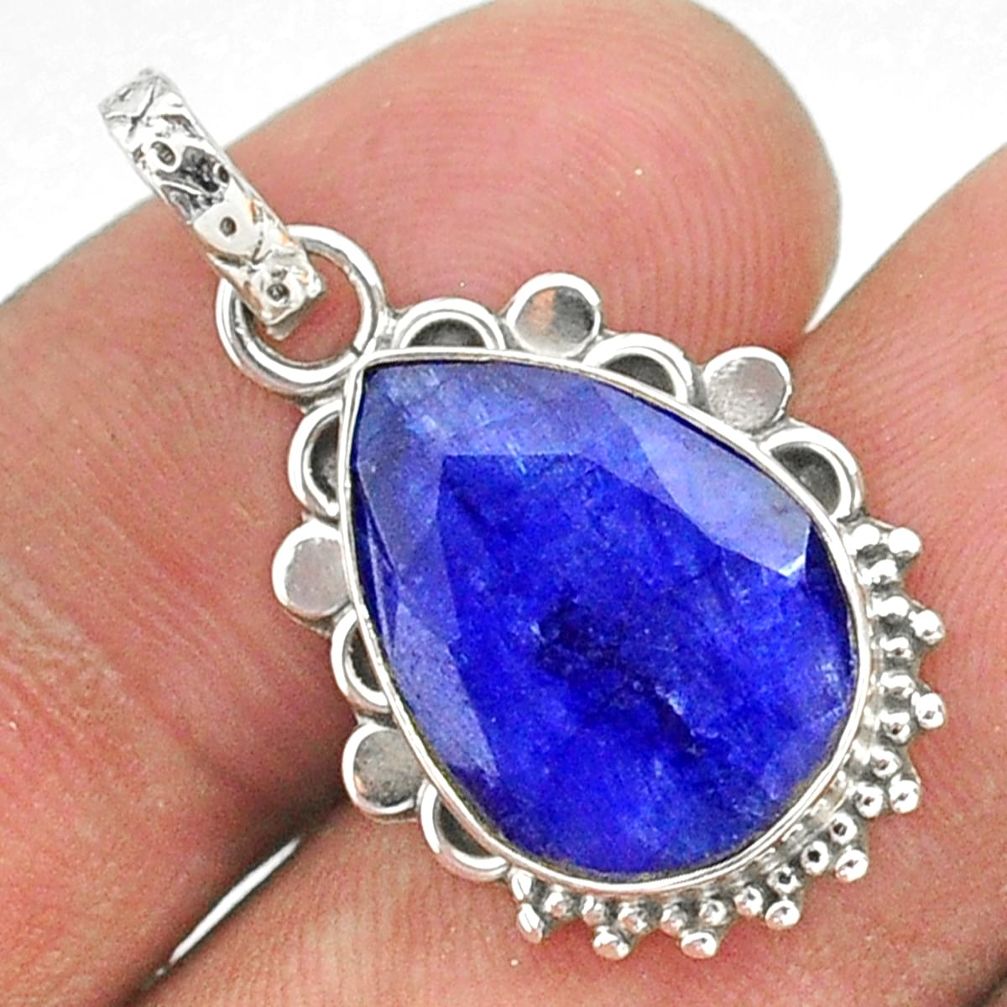 925 sterling silver 7.96cts natural blue sapphire pear pendant jewelry t35767