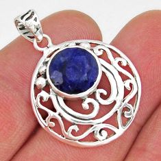925 sterling silver 4.99cts natural blue sapphire round pendant jewelry y19568