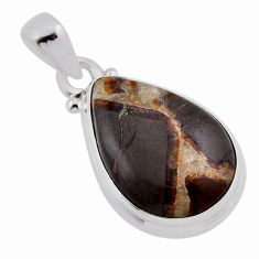 925 sterling silver 9.22cts natural blue septarian gonads pendant jewelry n38652