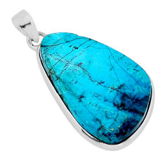 925 sterling silver 15.91cts natural blue shattuckite fancy pendant y64740