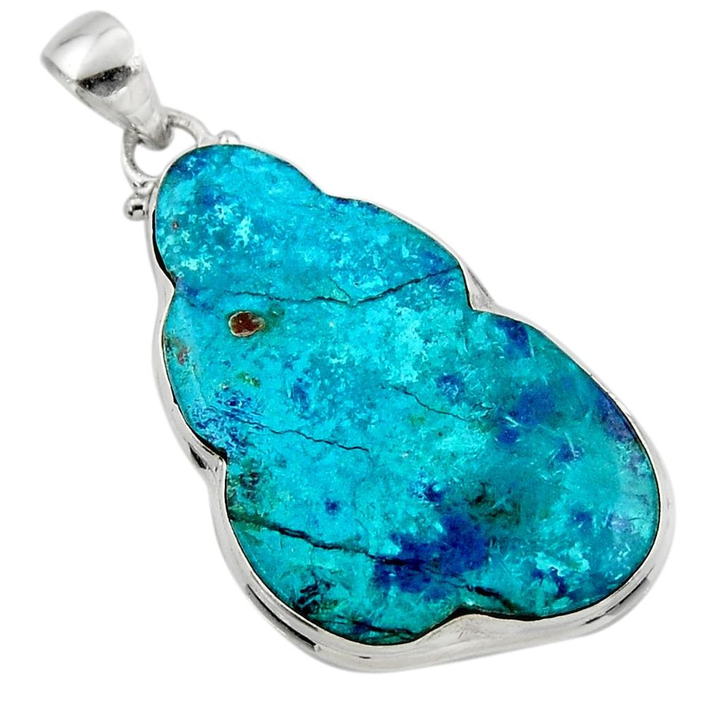 925 sterling silver 19.72cts natural blue shattuckite pendant jewelry r50489
