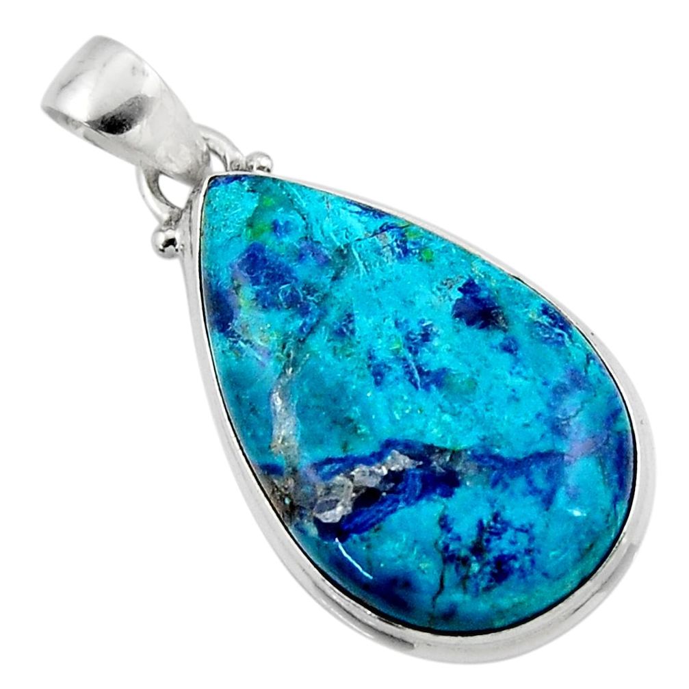 925 sterling silver 17.65cts natural blue shattuckite pendant jewelry r50515