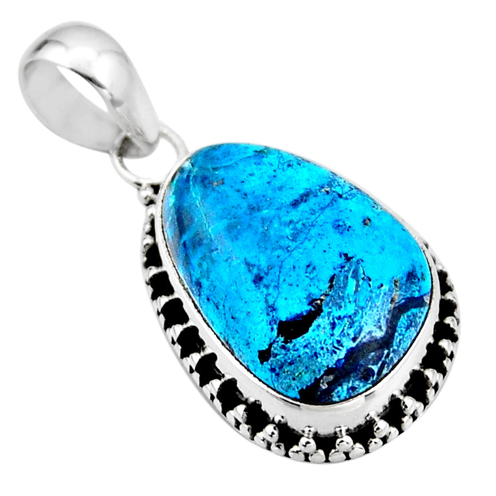 925 sterling silver 14.23cts natural blue shattuckite pendant jewelry r53843