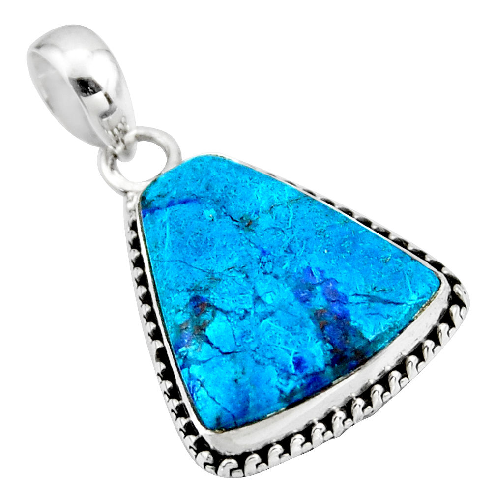 925 sterling silver 13.15cts natural blue shattuckite pendant jewelry r53874