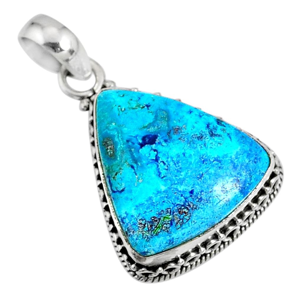 925 sterling silver 16.70cts natural blue shattuckite pendant jewelry r76489