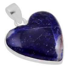 925 sterling silver 13.05cts natural blue sodalite heart pendant jewelry n37694