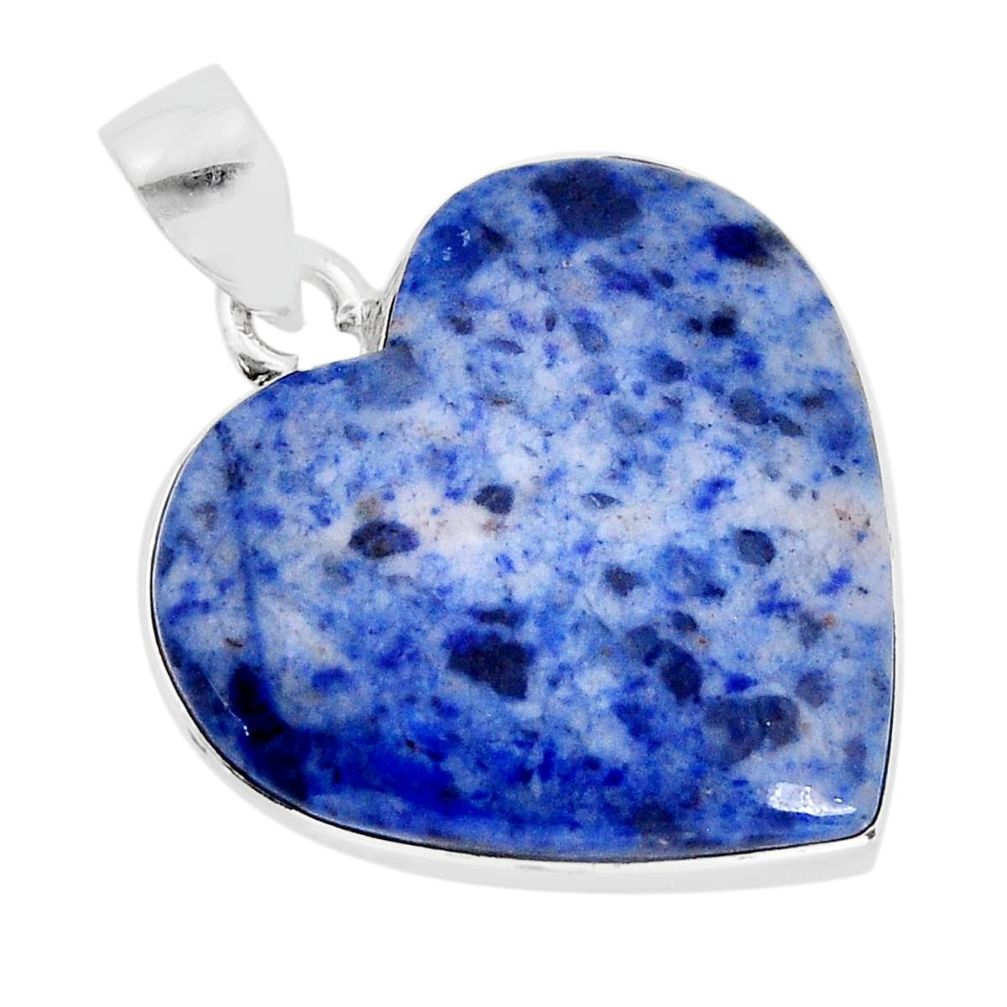 925 sterling silver 16.49cts natural blue sodalite heart pendant jewelry y77404