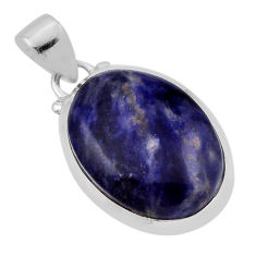 925 sterling silver 12.70cts natural blue sodalite oval pendant jewelry n33983