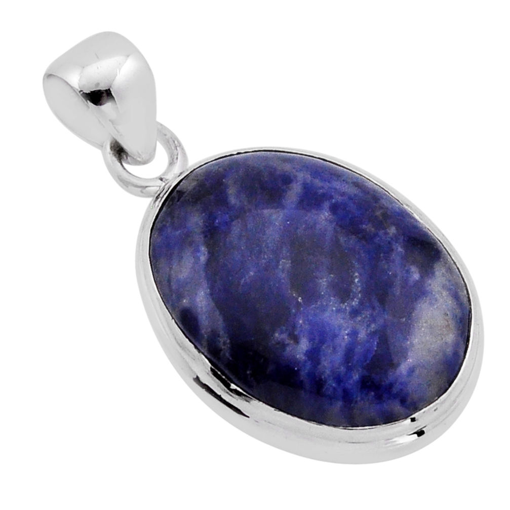 925 sterling silver 12.19cts natural blue sodalite oval pendant jewelry n51550