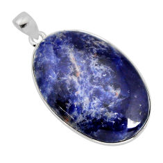 925 sterling silver 34.41cts natural blue sodalite oval pendant jewelry y77354