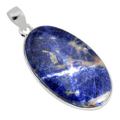 925 sterling silver 18.46cts natural blue sodalite oval pendant jewelry y77479