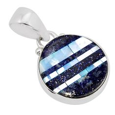 925 sterling silver 6.64cts natural blue sodalite pearl pendant jewelry y93370