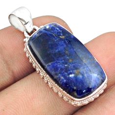 925 sterling silver 15.48cts natural blue sodalite pendant jewelry u22357