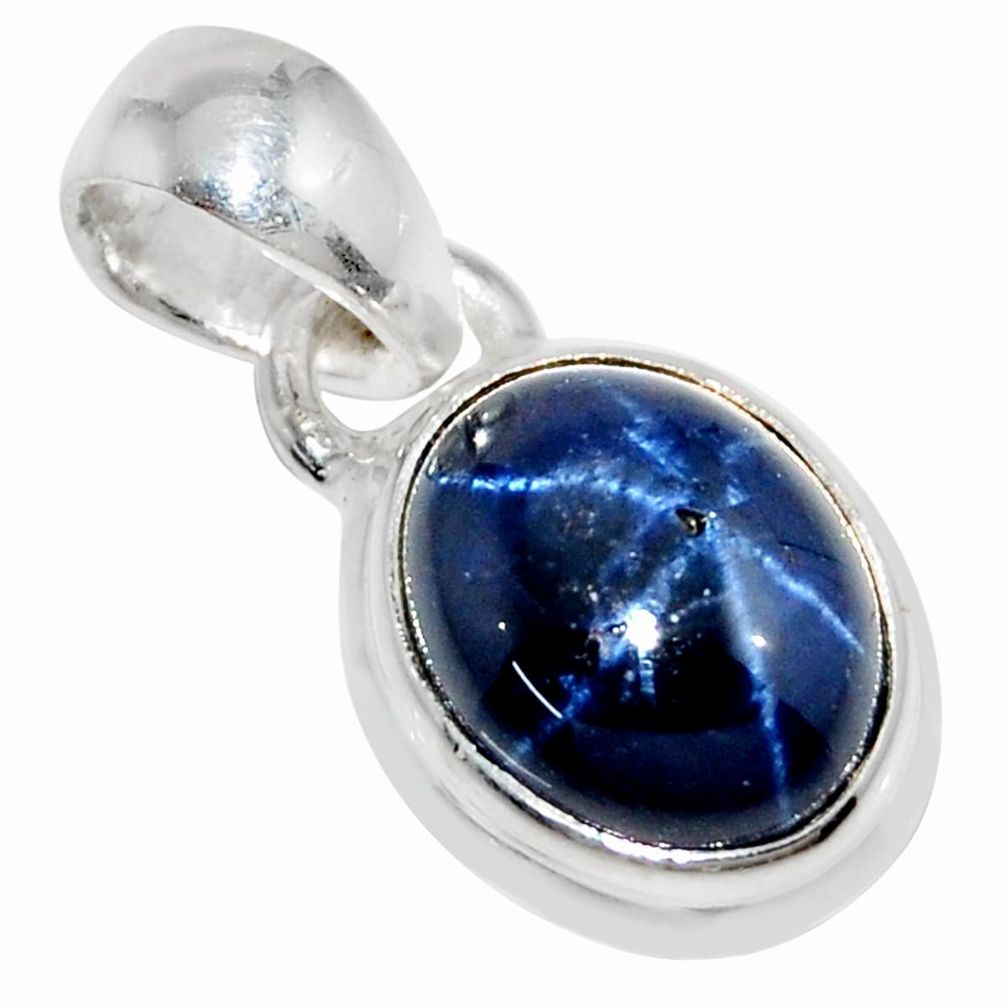 925 sterling silver 3.76cts natural blue star sapphire pendant jewelry r36476