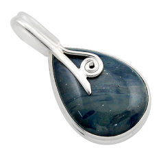 925 sterling silver 17.42cts natural blue swedish slag pear pendant y86835