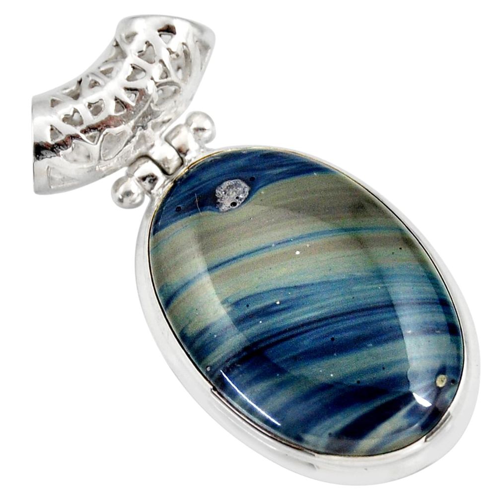 925 sterling silver 18.68cts natural blue swedish slag pendant jewelry d42053