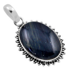 925 sterling silver 15.02cts natural blue swedish slag pendant jewelry n23728