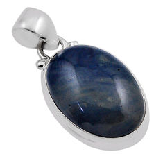 925 sterling silver 12.67cts natural blue swedish slag pendant jewelry n25139